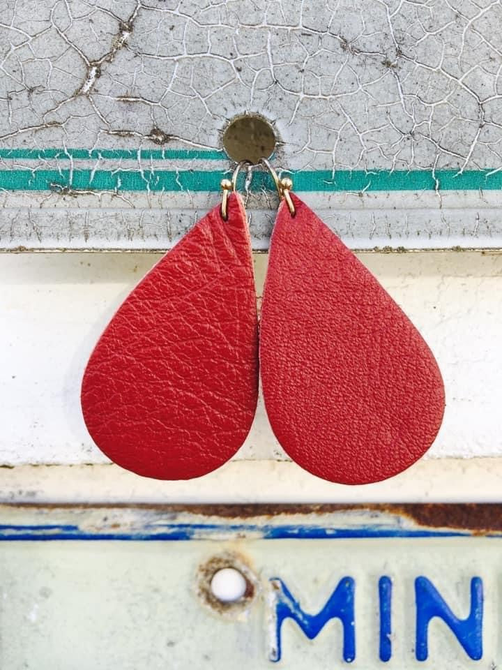 Red Tear Drop Earrings