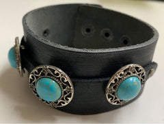 Black Cuff with Faux Turquoise Stones