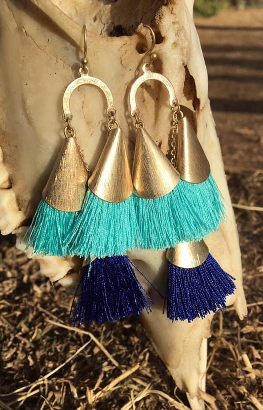 Blue Tassel Earrings