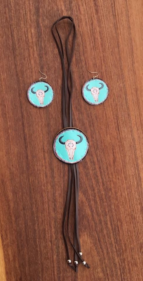 Bull Skull Bolero and Earrings