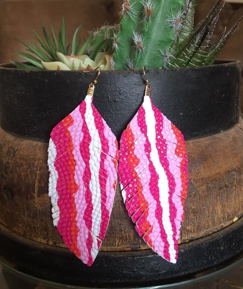 Pink Feather Earrings