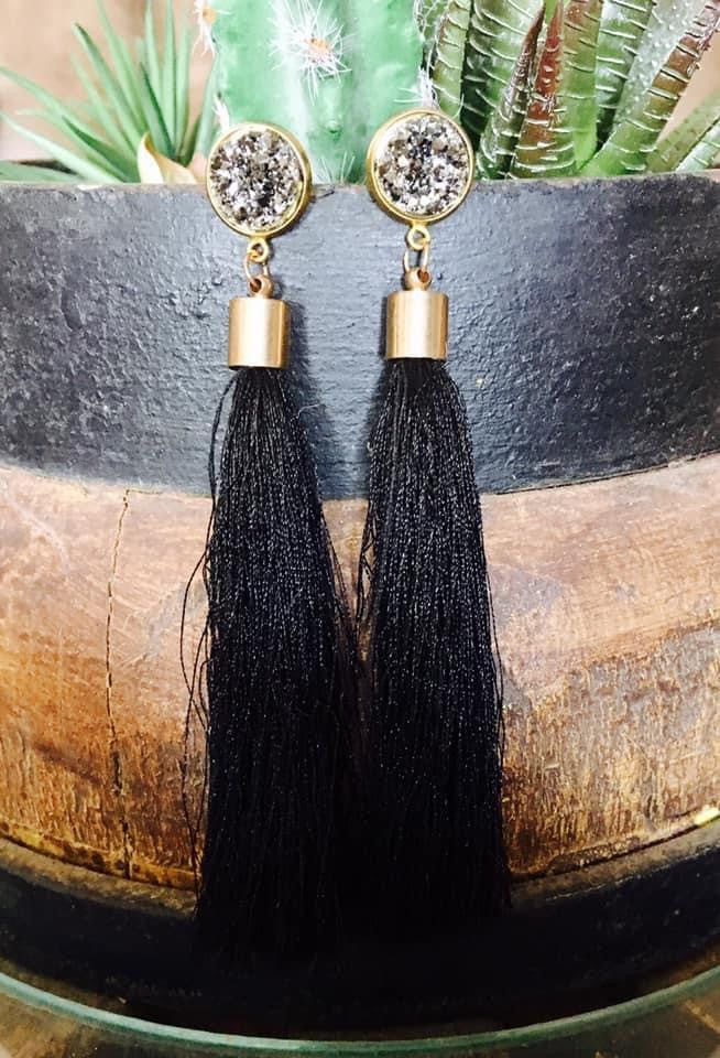 Black Tassel Earrings