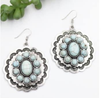 Faux Turquoise Concho Earrings