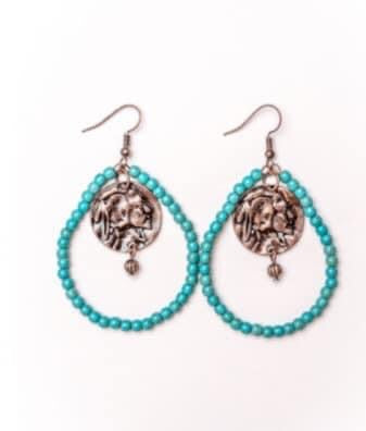 Faux Turquoise Hoop Earrings